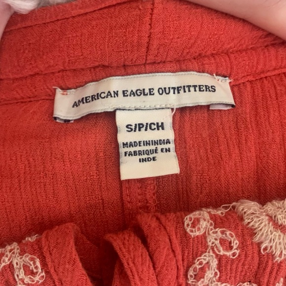 Boho Off-the-shoulder grapefruit-orange coloured blouse - long sleeve - Picture 3 of 7